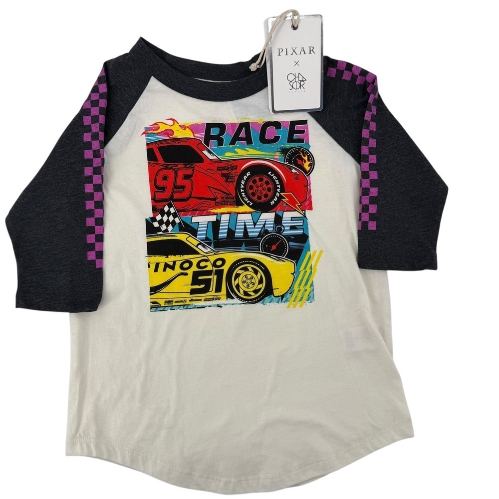 NWT Chaser Disney Pixar Cars Lightning McQueen Raglan T Shirt Kids‎ Size 6